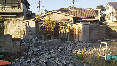 ブロック塀撤去 フェンス張り