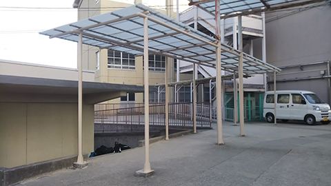 堺市中学校 鉄骨柱 塗装工事